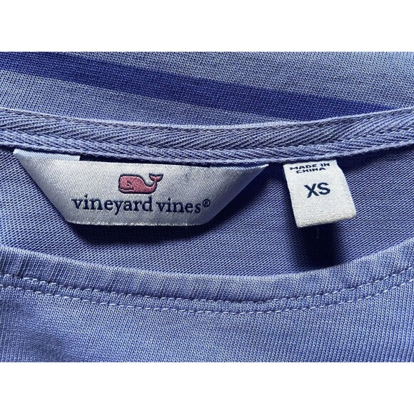 Vineyard Vines XS Blue Stripe Boat Neck Cotton Overdyed Shift Dress - Picture 4 of 4